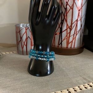 Handmade Blue Stretch Bracelet Set